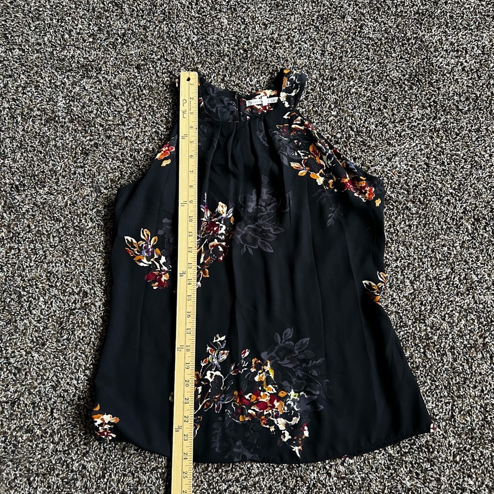 Violet & Claire Black Floral Halter Camisole with Burgundy and Gold Accents - Picture 5 of 7